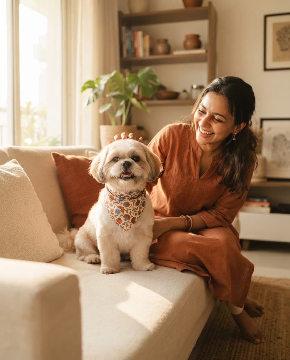 Finish: Fresh coat, fresh confidence — and a happy pet on their favourite sofa.