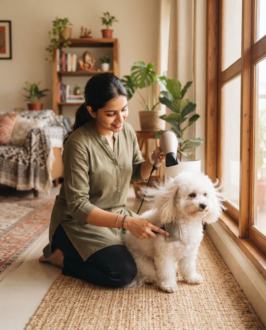 Style: Brushing, blow-drying and breed-specific styling, finished with care.
